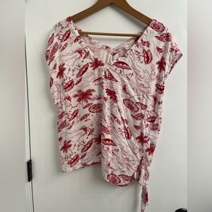 EUC TINY Anthropologie Seaside Tie Front Top
